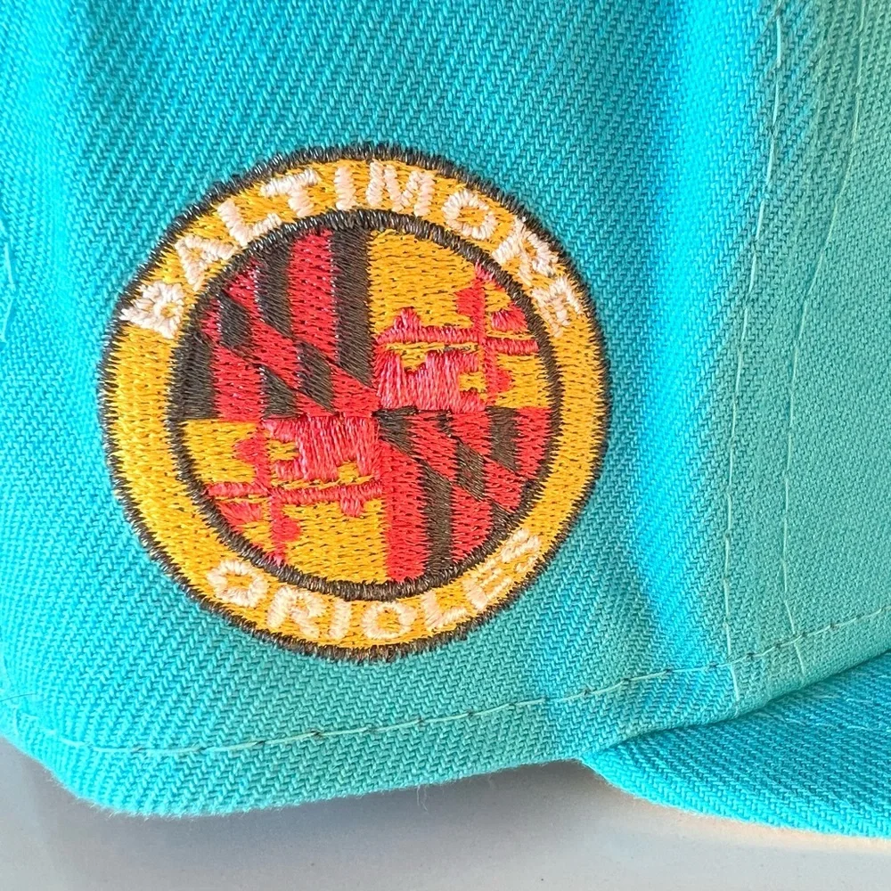 New Era Baltimore Orioles Fitted - Teal / Blue w/ Yellow UV - size 7 1/8